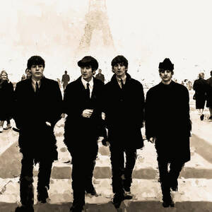 Beatles in front of Eiffel Tower by Gradify Creations