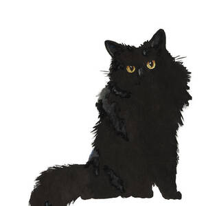  Black  Cat  Giclee Fine Art Print Minimalist  Watercolour Illustration Animal Pattern Grey Cat  