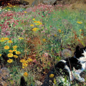 Cats relaxing in the grounds at Napsbury Art Print