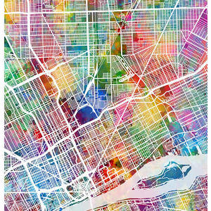 Detroit Michigan City Map #02 by Michael Tompsett
