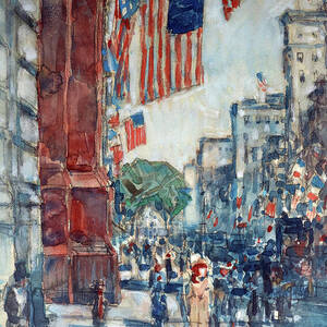 Flags Fifth Avenue 1918 Painting By Childe Hassam