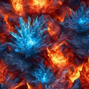 Fire and Ice Abstract 2023v4 by Cindy's Creative Corner