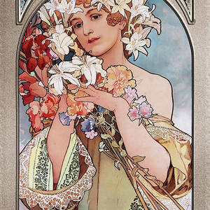 Flower by Alphonse Mucha Art Nouveau Vingtage Art by Rolando Burbon
