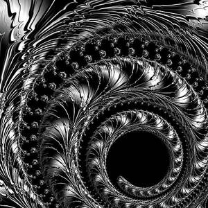 Liquid Mercury Fractal Spiral  by Shelli Fitzpatrick