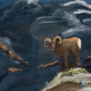 Nevada Bighorn on a Bluff by Doug Gist
