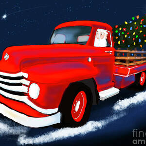 Red Truck and Santa by Doug Gist