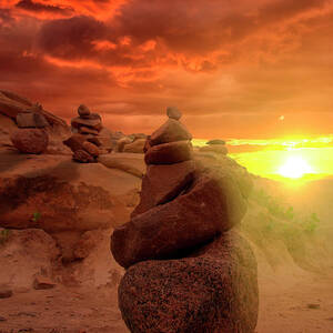 Sunset Over the Hoodoo Trail in Drumheller, AB 2 by John Twynam
