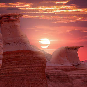 Sunset Over the Hoodoo Trail in Drumheller, AB by John Twynam