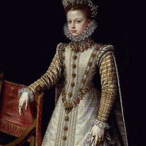 'The Infanta Isabel Clara Eugenia', 1579, Oil on canvas, 116 x 102 cm, P01137. FELIPE II FAMILIA. by Alonso Sanchez Coello