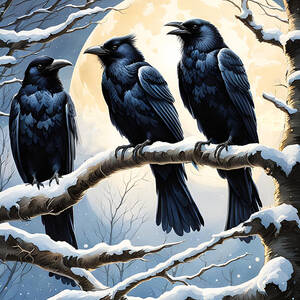 Three Crows in the Moonlight by Greg Joens