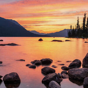 Vibrant sunset over Lake Wenatchee in the Cascade Mountains WA by Steven Heap Vibrant sunset over Lake Wenatchee in the Cascade Mountains WA by Steven Heap