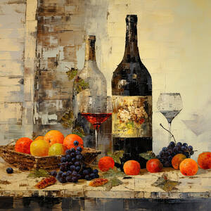 Wine and Fruits Art by Lourry Legarde