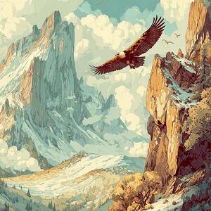 Winter Scenery Majestic Mountain Range with a Soaring Eagle in Winter Soaring Eagle Majestic Mountai by Clint McLaughlin