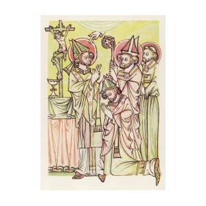 Court Scene - King And Queen, Bishop by Mary Evans Picture Library