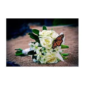 Butterfly Bouquet - A monarch butterfly sits on a wedding bouquet Zip Pouch  by Nature Photographer - Pixels