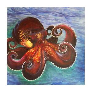 Acrylic Paint on Canvas Board Coconut Octopus Painting