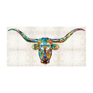 Colorful Longhorn Art By Sharon Cummings Painting by Sharon Cummings ...