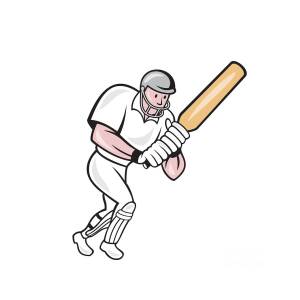 Cricket Player Batsman Batting Cartoon Digital Art by Aloysius Patrimonio -  Pixels