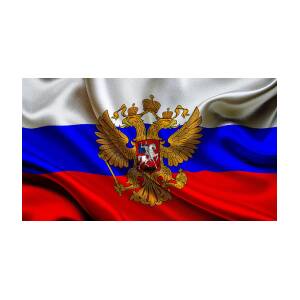 Eagle coat arms two heads Russia Flag by VRL Arts