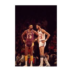 Wilt Chamberlain guarded by Kareem Abdul Jabbar by Retro Images