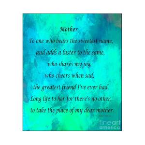 Mother - Blue Green Watercolor Mixed Media by Barbara A Griffin - Fine ...