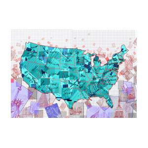 United States Map Collage 2 Painting by Bekim M