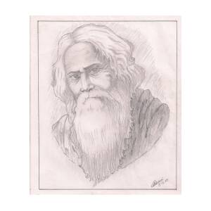 Rabindranath Tagore Drawing by Arv Garg | Saatchi Art-saigonsouth.com.vn