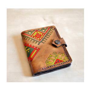 Custom hand sewn leather wallet bifold hand painted in bold colors real  genuine leather Painting by Aysel Saganai - Pixels