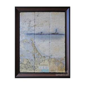 Framed Nautical Chart Of Hingham And Hull With Boston Light