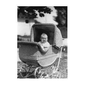 Happy Baby In Wicker Buggy Fall 1925 Black White Photograph by Mark Goebel Pixels