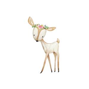 Boho Woodland Baby Nursery Deer Floral Watercolor Digital Art By