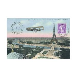 1939 France Eiffel Tower Postage Stamp Postcard for Sale by retrographics