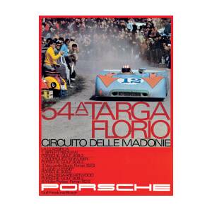 Porsche 54 Targa Florio  Delle Madonie Vintage Poster Print on Paper/Canvas