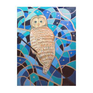 Blue Al Whimsical Owl Painting Painting by Scott Plaster - Fine Art America