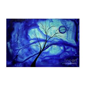 Blue Depth Abstract Original Acrylic Landscape Moon Painting by Megan ...