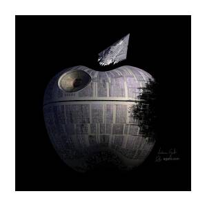 Death Star Apple Sticker by Andrea Gatti - Pixels Merch