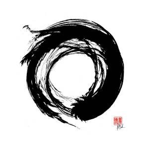 Zen Enso Circle, circle brush, Japanese Circle Canvas Print for