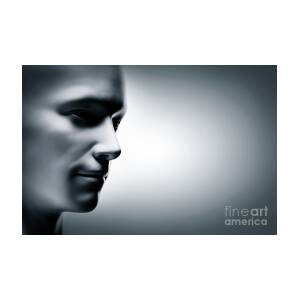 Generic human man face, front view. Futuristic #1 Photograph by