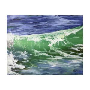 Green Ocen Wave Painting by Michelle Iglesias - Pixels