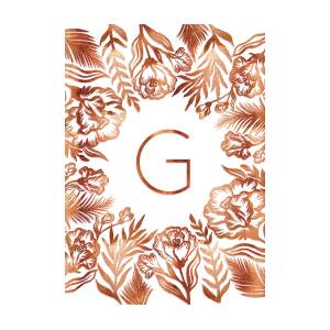 Letter G Rose Gold Glitter Flowers Digital Art By Ekaterina Chernova