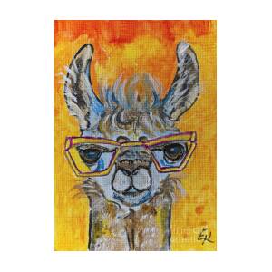 Llama Geeky Colorful Art Painting by Ella Kaye Dickey - Fine Art America