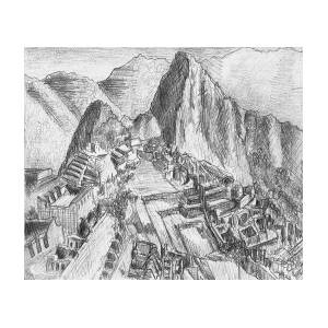Single continuous line drawing machu picchu Vector Image