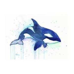 Orca Whale Watercolor Killer Whale Facing Right Painting By Olga