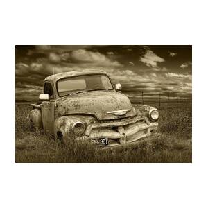 Sepia Tone Abandoned Chevy Pickup Truck Photograph by Randall Nyhof ...