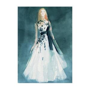 Teal and White Evening Dress Painting by Beverly Brown Prints - Fine ...