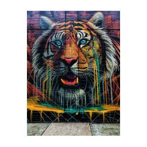 Tiger Portrait Street Art NYC Metal Print by Robert Ullmann - Pixels