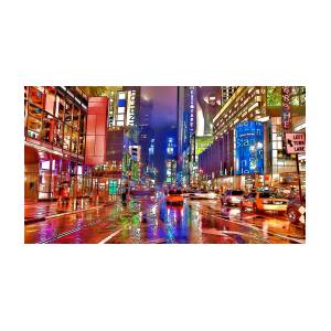 Times Square at night in New York City Painting by Jeelan Clark - Fine ...