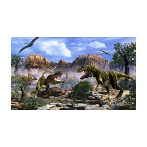 Poster Zwei T-Rex kämpfen um das Essen Kurt Miller 