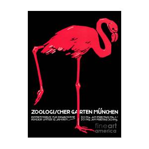 Vintage Pink flamingo Munich travel ad Drawing by Heidi De Leeuw -