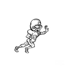 American Football Player Cartoon Black and White Digital Art by Aloysius  Patrimonio - Fine Art America